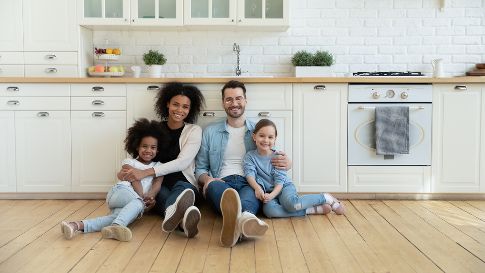 happy family in an insulated home